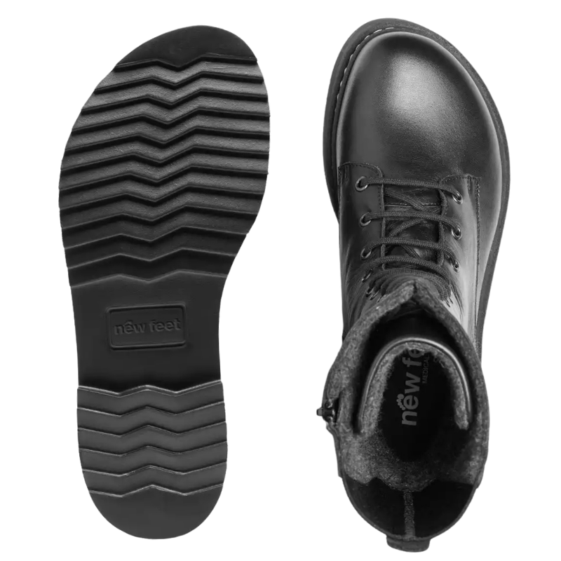 Botte avec 2 fermetures éclair, 110-Cuir lisse, noir