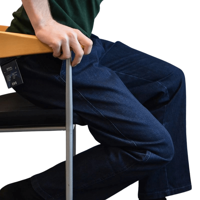 Jeans med elastik i taljen - Blå