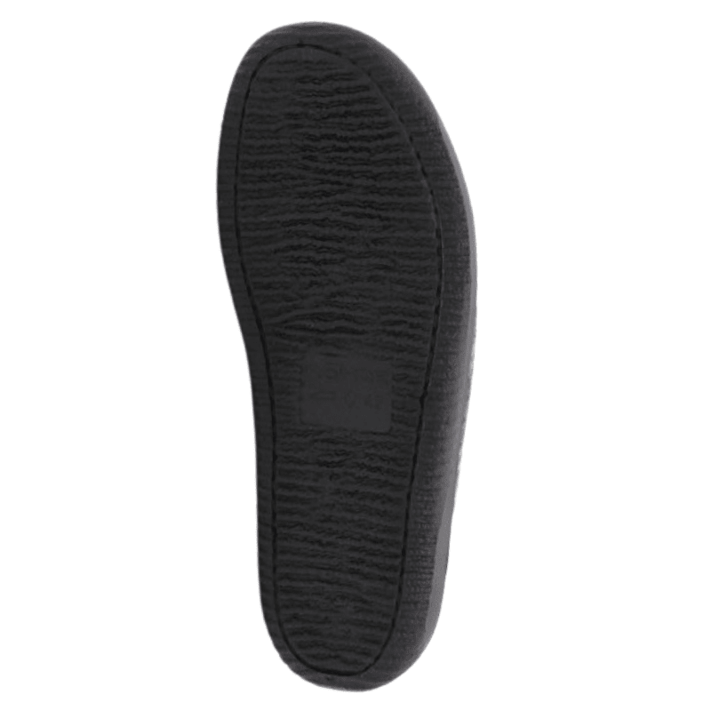 Semelle extérieure en caoutchouc noir flexible d'une pantoufle Rohde pour homme avec texture antidérapante