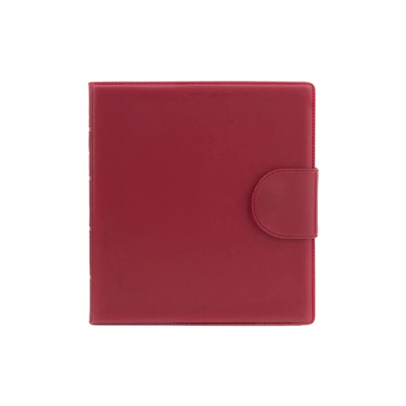 Étui rouge fermé pour piluliers en similicuir vu de face avec une fermeture velcro pratique