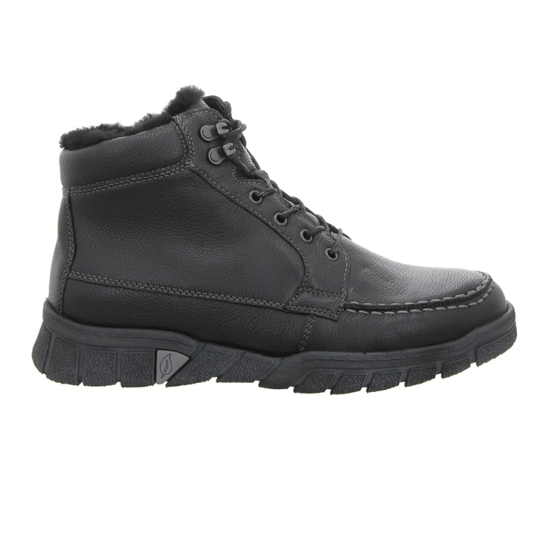 Botte homme Waldläufer noire en cuir nappa avec lacets et doublure chaude, vue de côté