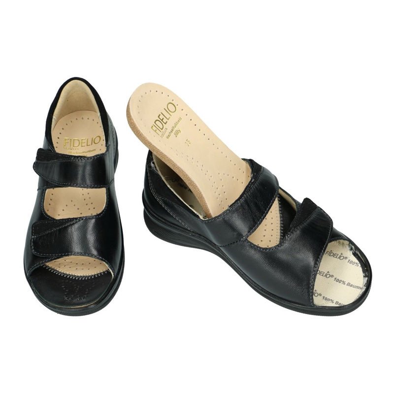 Fidelio damesandal med hælkappe - Sort - Seniorshop