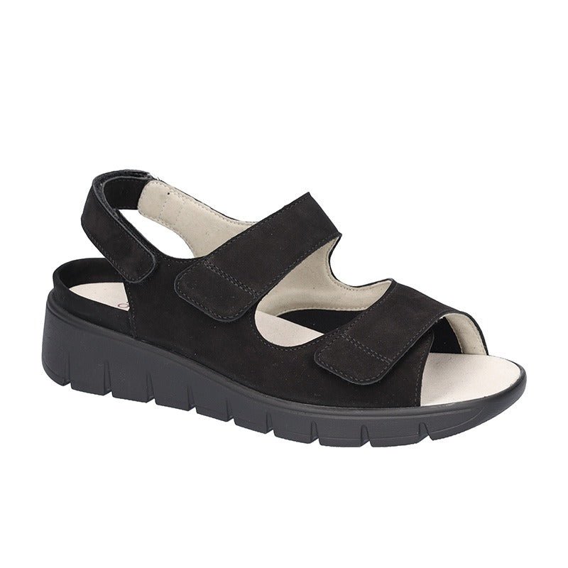 Waldläufer bred damesandal - Sort - Seniorshop