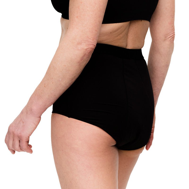 Højtaljet inkontinens trusse i mikrofiber - Sort - Seniorshop