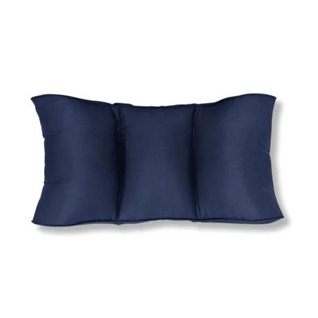 Coussin lombaire bleu en fibres naturelles, divisé en trois chambres pour un soutien stable