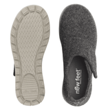 Chausson New Feet vu de dessus avec semelle intérieure et semelle extérieure antidérapante à motif