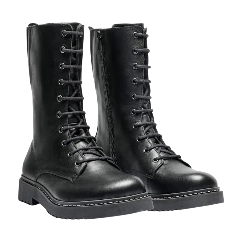 Botte avec 2 fermetures éclair, 110-Cuir lisse, noir