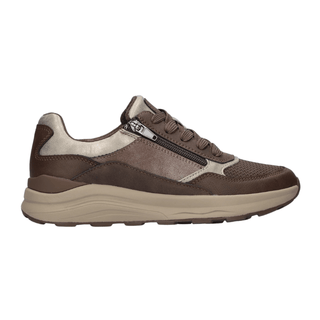 Sneaker outdoor marron Waldläufer pour femme, vue latérale, avec lacets et fermeture éclair