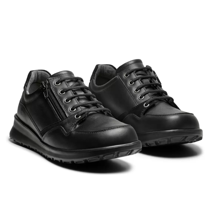 Chaussures femme New Feet à lacets et à fermeture éclair – Noir