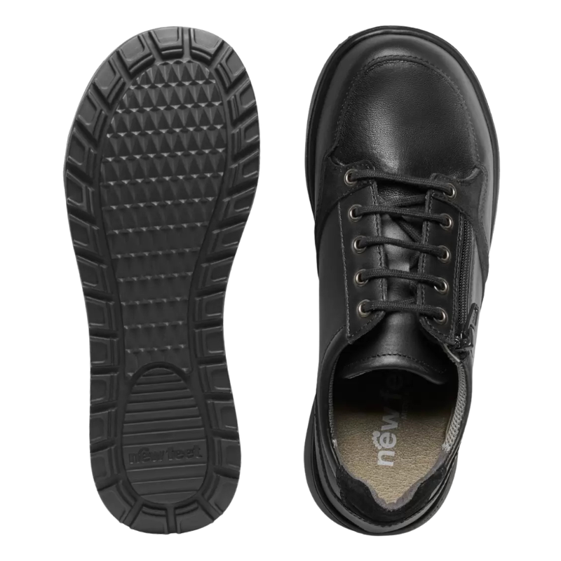 Chaussures femme New Feet à lacets et à fermeture éclair – Noir
