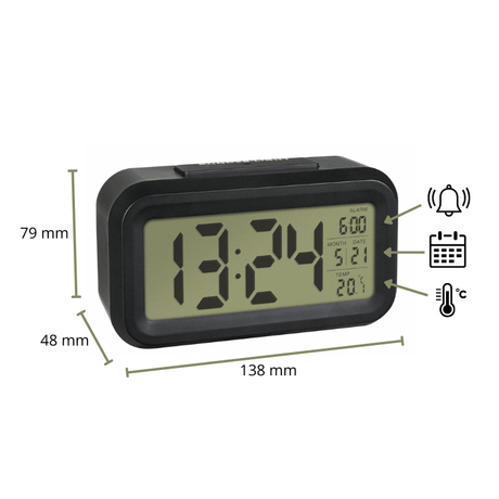 Réveil avec écran LCD - Noir