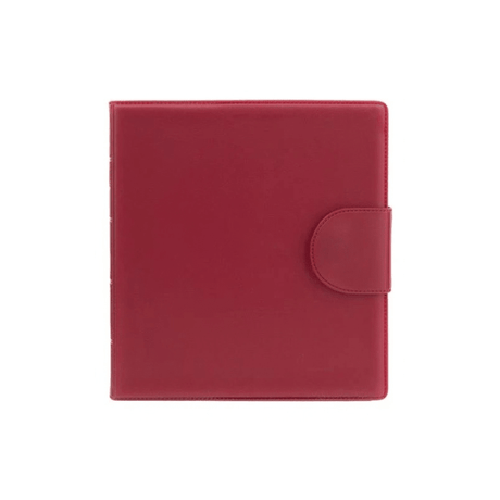 Étui rouge fermé pour piluliers en similicuir vu de face avec une fermeture velcro pratique
