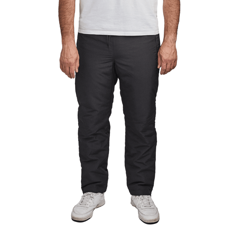 Vue de face d'un pantalon de loisirs Dobsom noir avec taille élastique et cordon de serrage