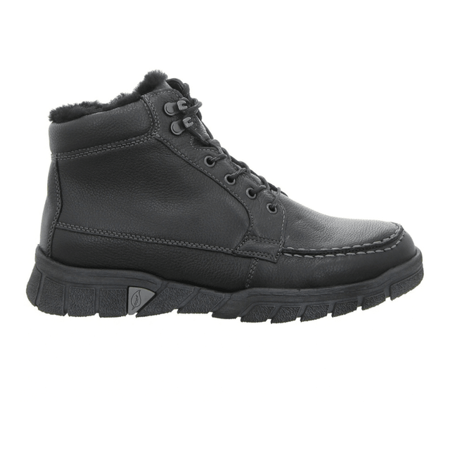 Botte homme Waldläufer noire en cuir nappa avec lacets et doublure chaude, vue de côté