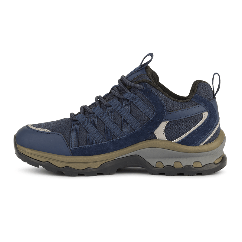 Chaussure d'extérieur droite bleu foncé Green Comfort pour femme, vue latérale, avec détails clairs au talon