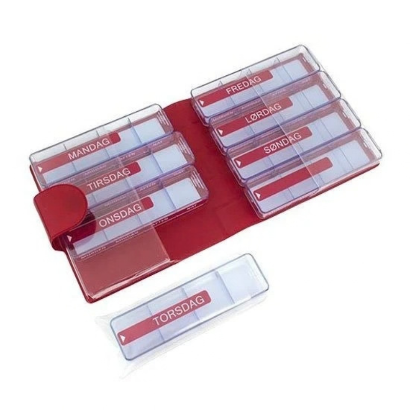 Grands piluliers avec étui - Medimax - Rouge