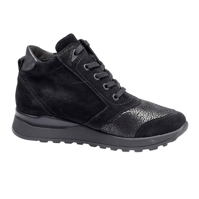 Women's Boot in Nubuck, Black, Waldläufer