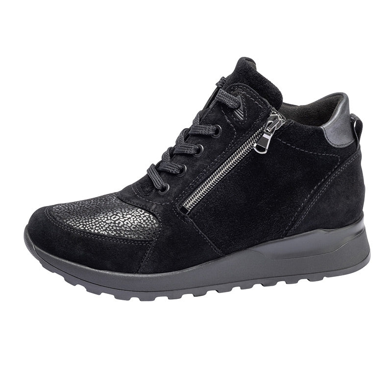 Women's Boot in Nubuck, Black, Waldläufer