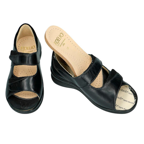 Ladies' Sandal with Heel Cap, Black, Fidelio