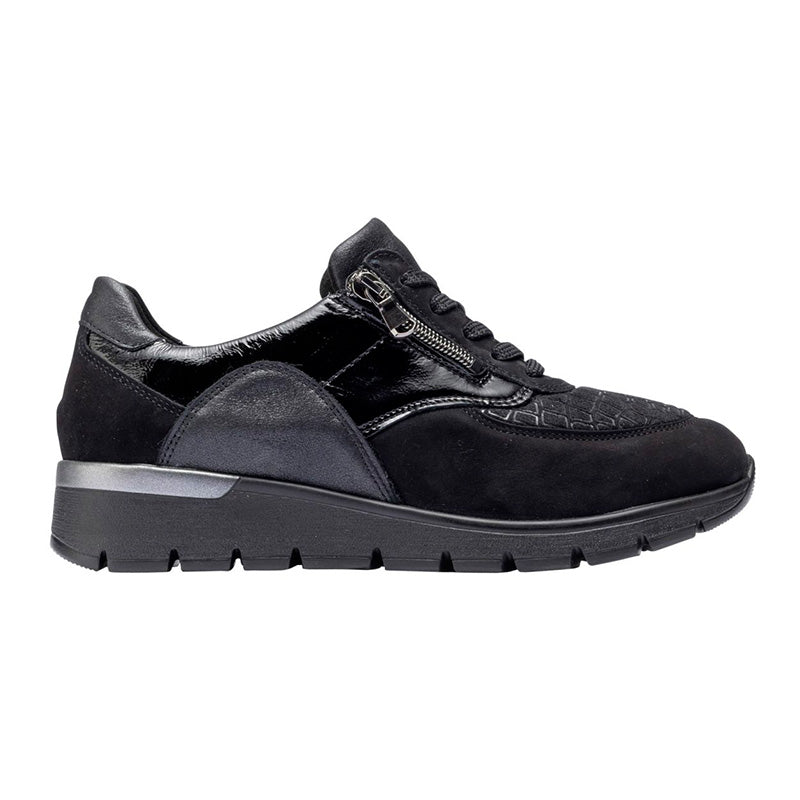 Women's Sneaker, Black with Print, Waldläufer