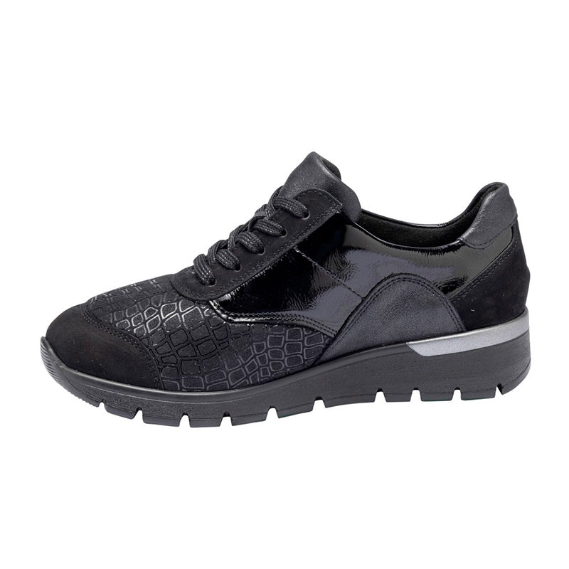 Women's Sneaker, Black with Print, Waldläufer