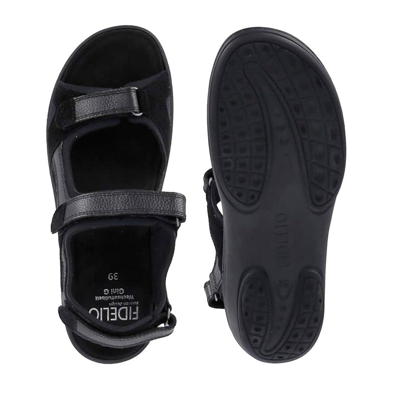 Women's sandal, Black leather, Fidelio