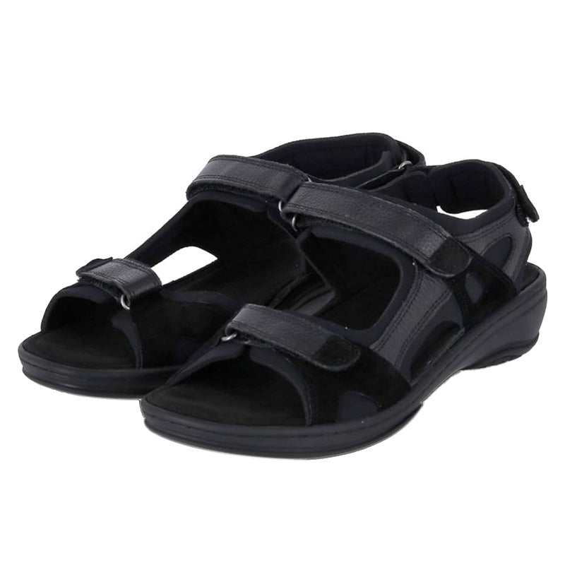 Women's sandal, Black leather, Fidelio