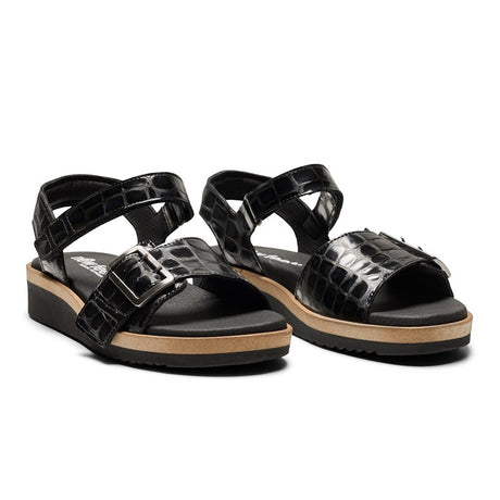 New Feet damesandal - Sort kroko