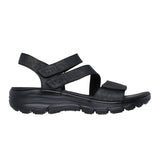 Skechers damesandal med velcro - Sort
