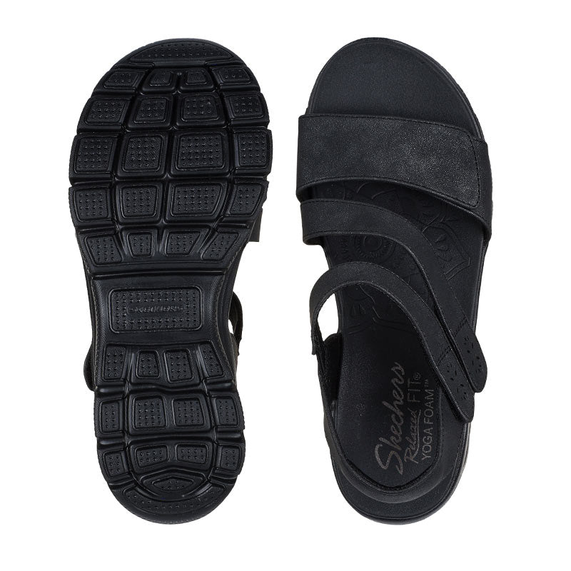 Skechers damesandal med velcro - Sort