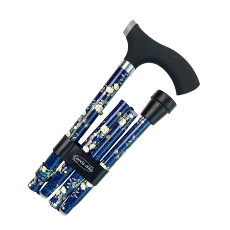 Cane, Foldable, Blue with flowers