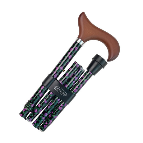 Cane, Foldable, Purple Roses