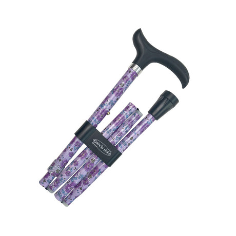 Cane, Foldable, Purple with flowers