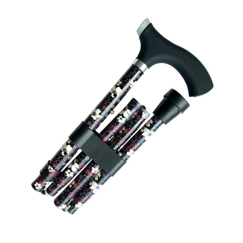 Cane, collapsible, floral pattern