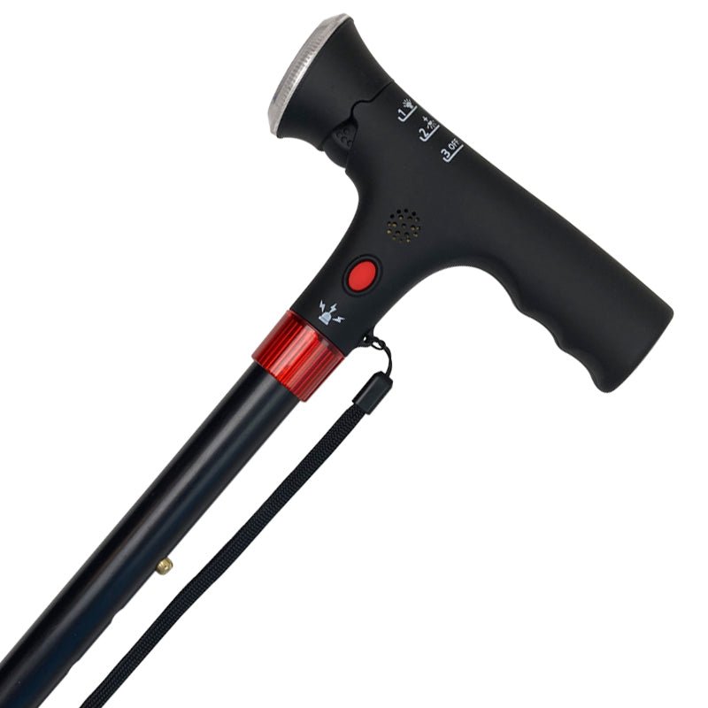 Sammenklappelig stok med lys og alarm - Seniorshop