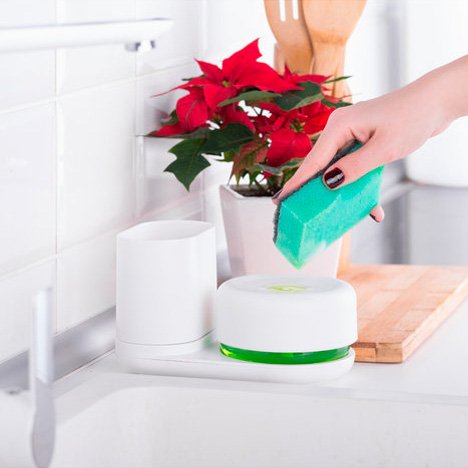 Soap dispenser with brush holder
