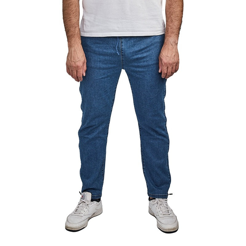 Jeans med lynlås i siden - Blå