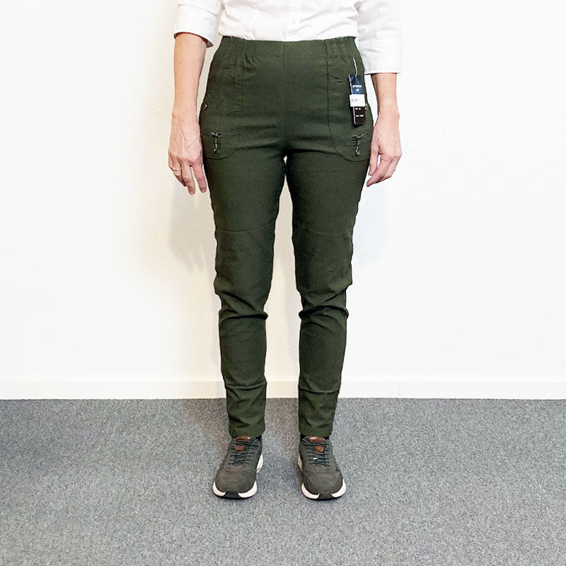 Pantalons femme avec ceinture élastique - Olive