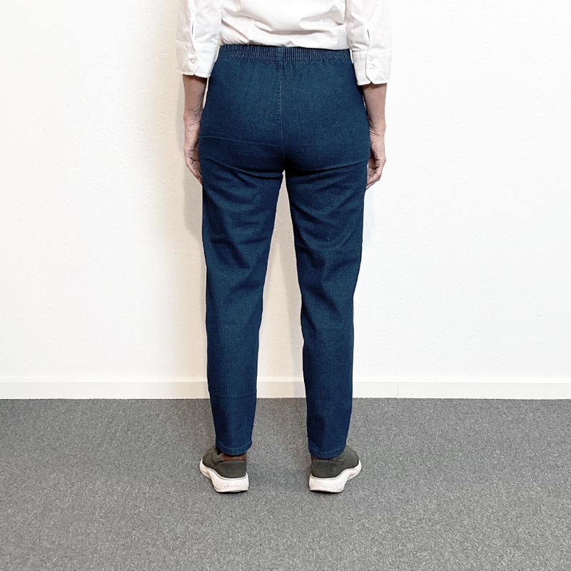 Women's Trousers with Elastic Waistband, Dark Denim