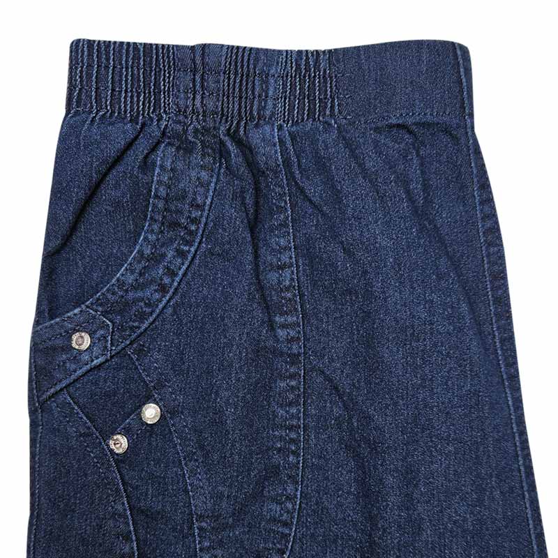 Women's Trousers with Elastic Waistband, Dark Denim